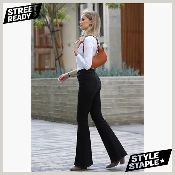 Small Crescent Shoulder Bag Underarm Purse Lightweight PU Leather - Picture 2 of 7